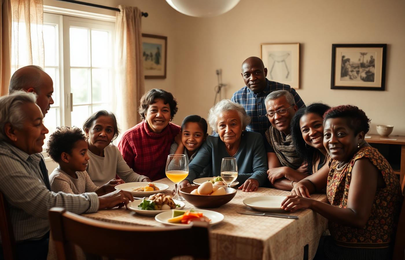 An inclusive, multi-generational South African family sharing a meal